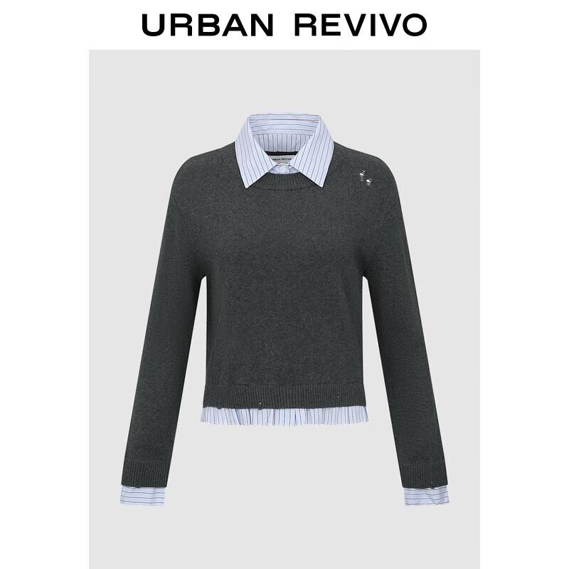 

Женский вязаный свитер поло в полоску, имитирующий двойку XS