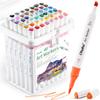 Ohuhu Brush Marker 48 Brush and Broad Illustration Triangular Blender Pen Alcohol Marker Set B Pens, Colors, Beginner's, Point, Markers, Shaft,