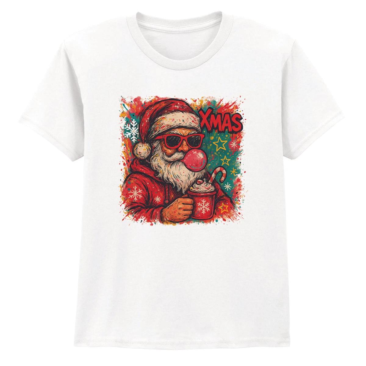 Santa Xmas Holidays Kids T-Shirt Cool Graphic Boys Girls Christmas Tee 160