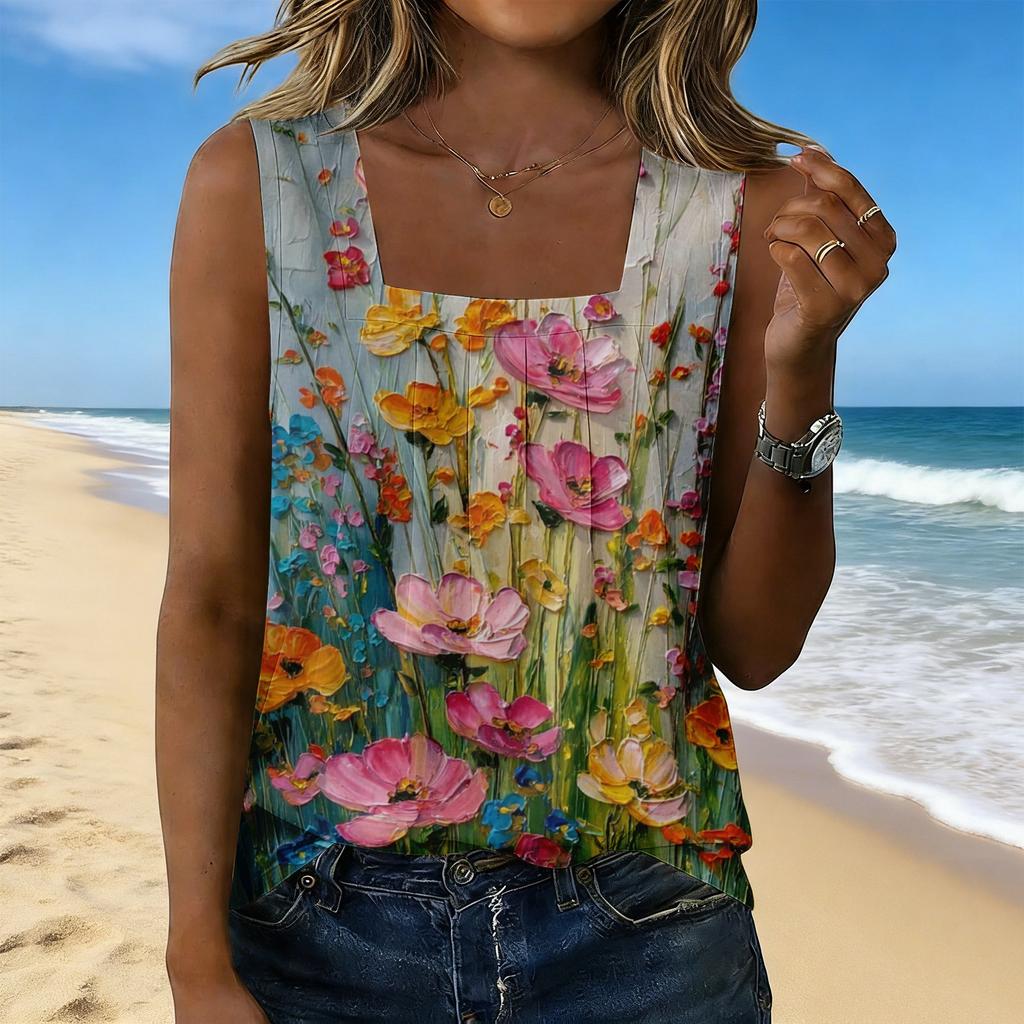 Women's Fashionable Casual Vintage Print Tank Top
