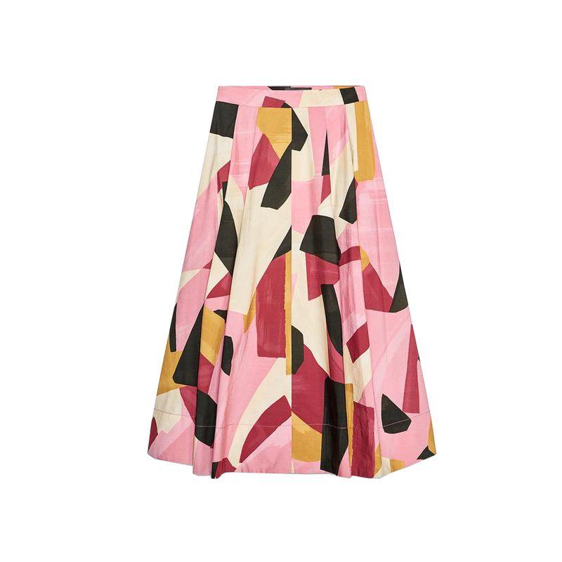 

Summer New Product Women s Clothes Pleated Decorative Cotton Blend High Waist Print Midi Dress 2183048 2183079 Red S