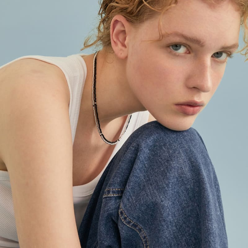 LUNNE Silver 925 Midnight Black Onyx Necklace #LSN73