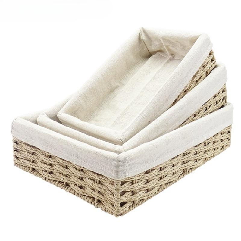 Handmade Woven Seagrass Storage Basket Organizer Bin for Desk Shelf Closet Farmhouse Decor for Snacks & Cosmetics