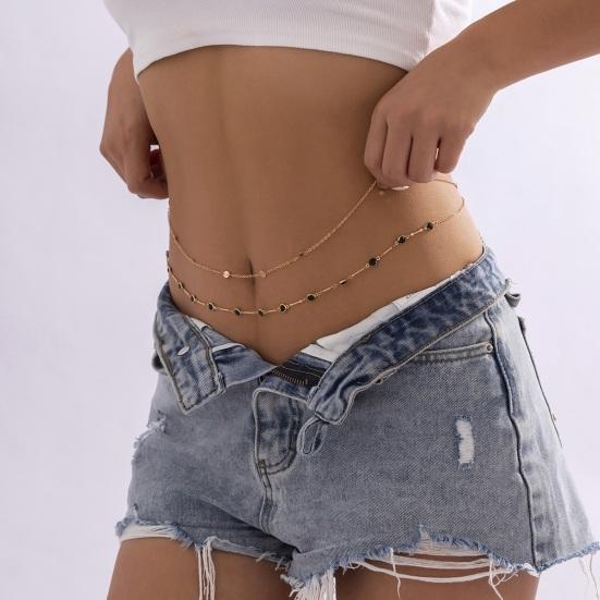 Women Waist Chain Double-layer Sequin Adjustable Length Hollow Out Belly Dance Performance Waist Jewelry Parties Festivals Nightclub Body Chain