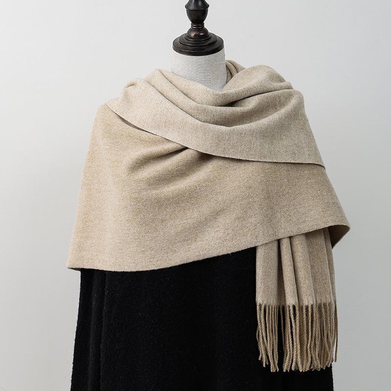 Women's Double-sided Wool Cashmere Scarf Shawl: New High-end Autumn/Winter 2026 Style