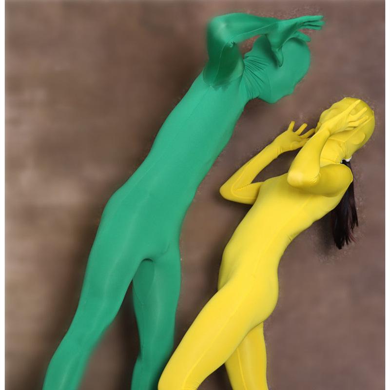 Separated Fingers One Piece Tights Bodysuit Full Coat Zentai Spandex Bodystocking Unitard Rompers Jumpsuit Cosplay Stage Costume