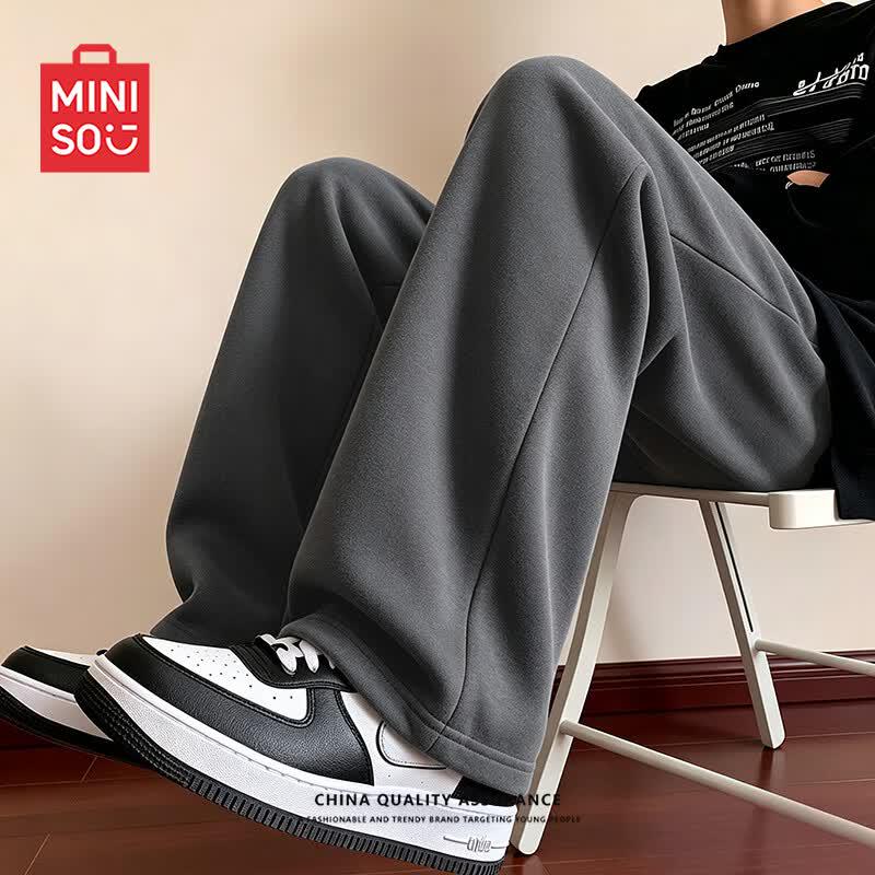 MINISO Men's Cotton Blend Straight-Leg Casual Pants