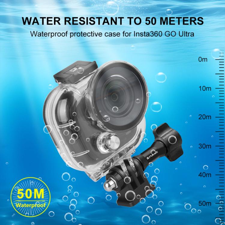 For Insta360 GO Ultra PULUZ 50m Waterproof Case Thumb Main Body Camera Dive Housing Cover (Transparent)