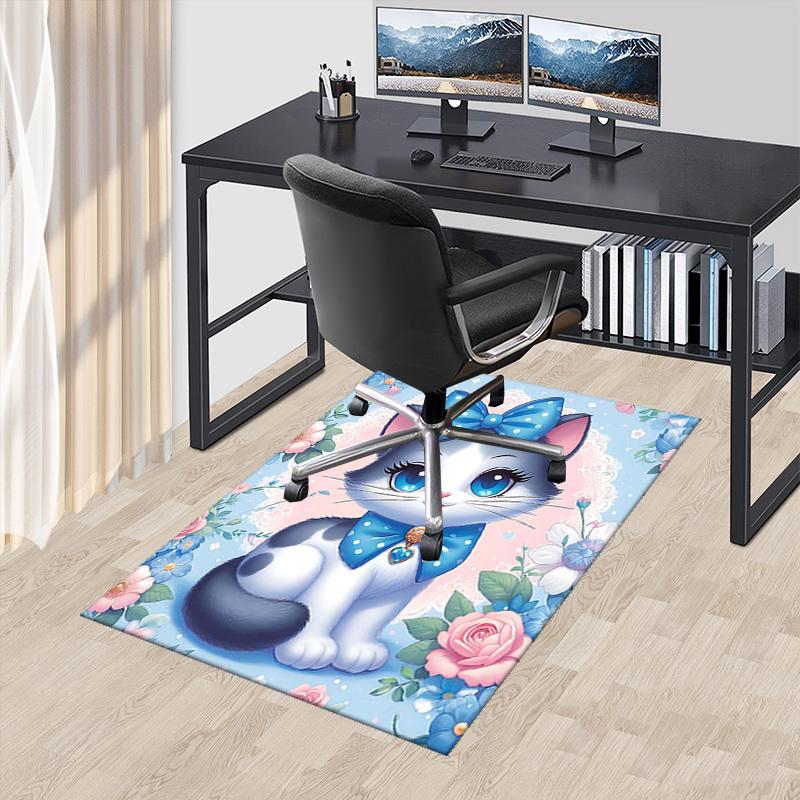 

1pc Anime Cat with Blue Bow Chair Mat - Office Desk Pad, Non-Slip Carpet for Home Decor, Suitable for All Seasons, Perfect Gift for Anime Lovers.H011 60cm by 90cm