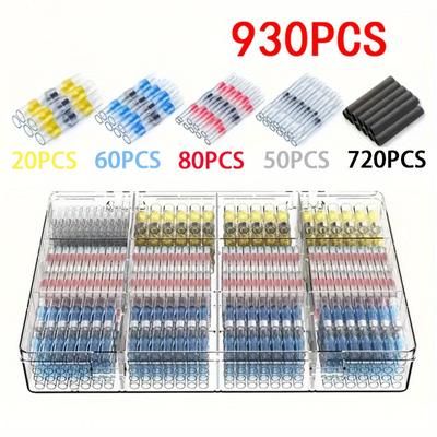 930pcs Heat Shrink Solder Butt Connectors, Ultimate Solder Connector Kit, Waterproof