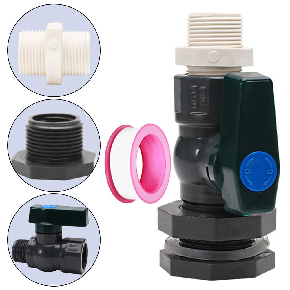 3/4 Inch Tap Bulkhead Screw Connection Valve PVC Rainwater Container Valve