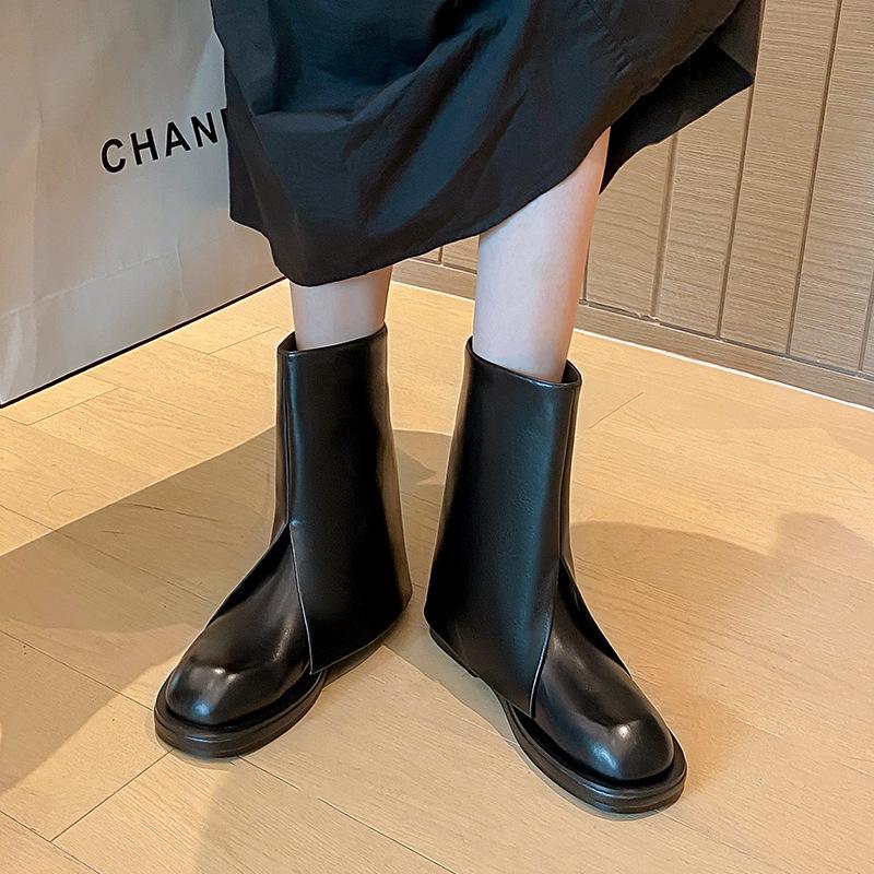 Kožené boty na silné podrážce, dámské kozačky ke kolenům, vysoké boty, rytířské boty, dlouhé boty, podzim