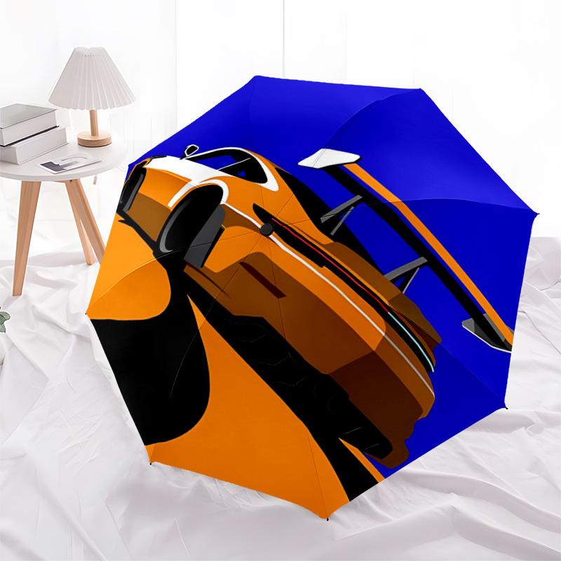 1 pièce Parapluie Pliant Automatique Véhicule de Course de Voiture de Sport - Compact 8 Côtes, Plastique et Fer Durables, Léger pour Usage Quotidien en Extérieur084