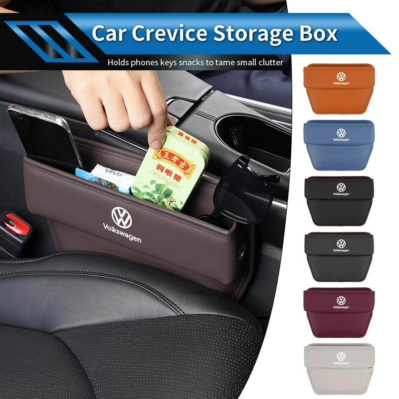 Car Trapezoidal Seat Gap Organizer PU Leather Storage Box Auto Accessories For VW R Scirocco Jetta Beetle Golf Passat TiguanSZ2