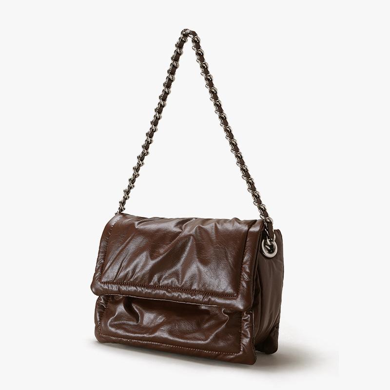 

Нишевый пуховик мягкая восковая сумка-тост большая вместимость высококлассная цепочка тоут сумка под мышкой женская на плечо сумка-мессенджер темно-коричневого