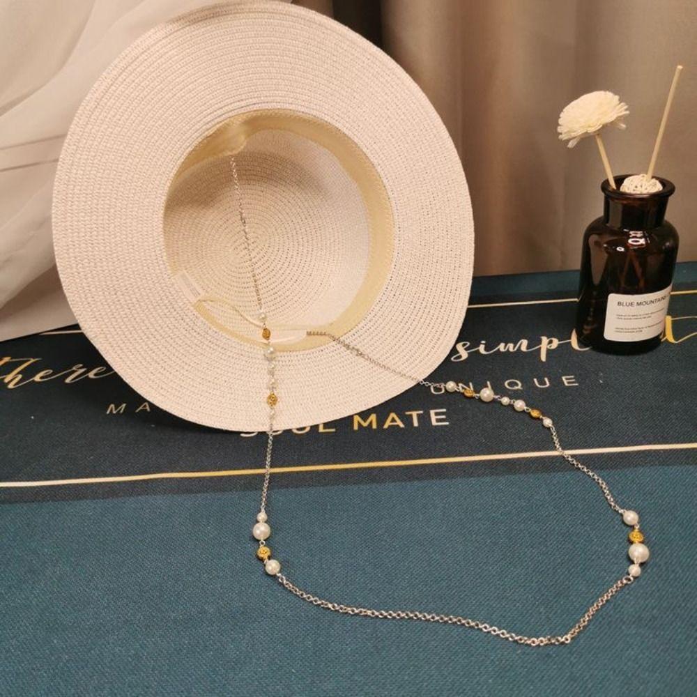 With Seashell Beaded Chain Straw Hat Sun Protection Sunshade Hat New Sunscreen Hat  Women Girls