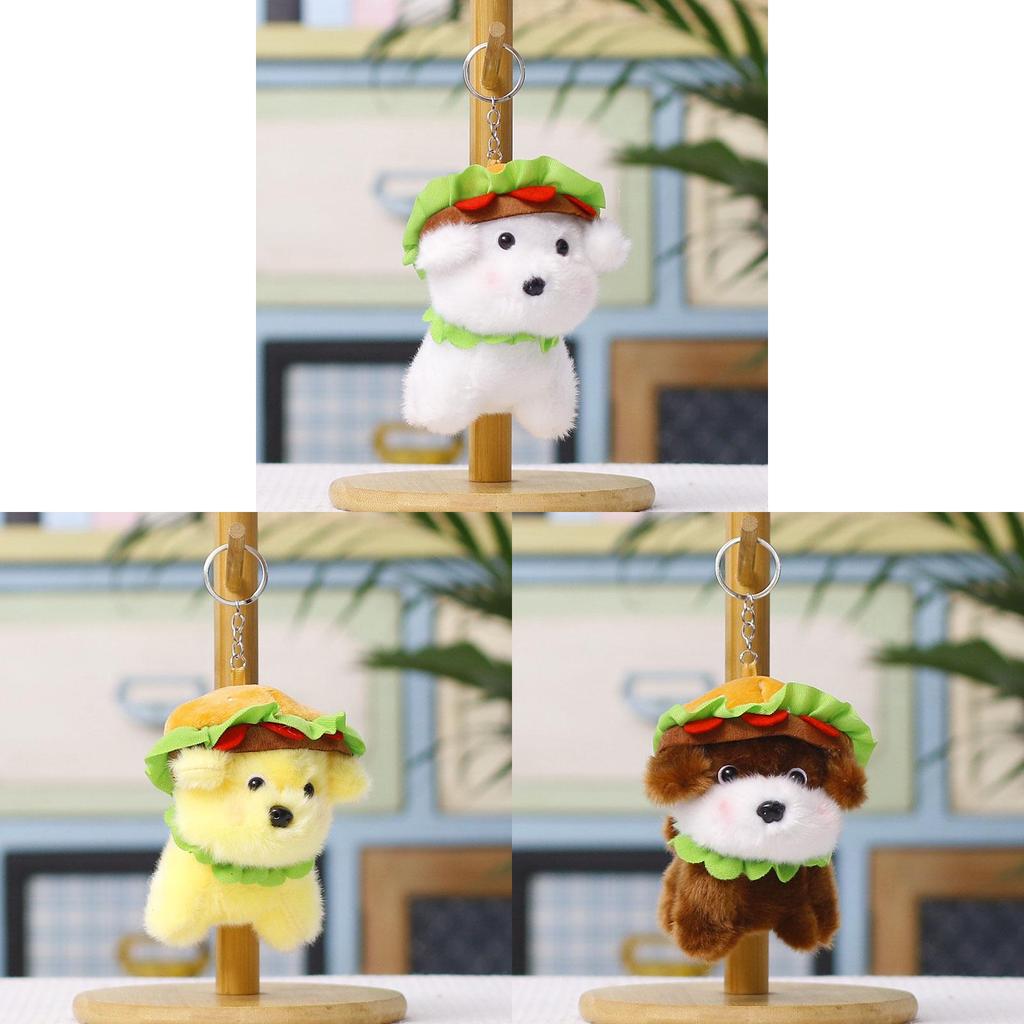 Plush Hamburger Dog Keychain With Pp Cotton Filling For Kids And Adults