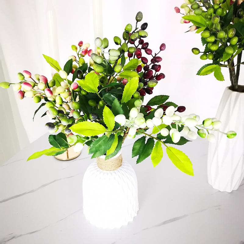 Simulated Olive Fruit Berry Bean Branch Christmas Wedding Home Lobby Decoration Living Room Vase Flower Table Top Arrangement
