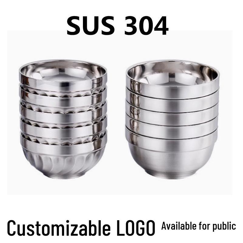 Double-Layer Insulated 304 Stainless Steel Soup Bowl with Lily Gloss - Ideal for Commercial Use