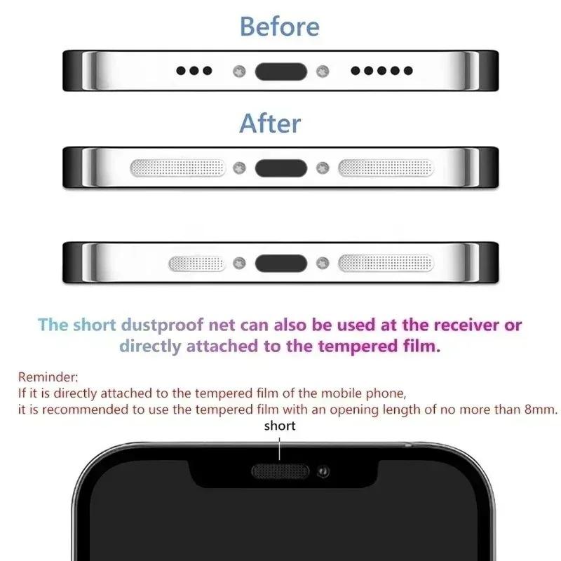 Universal Anti Dust Kit, Speaker Mesh Sticker USB Port Dust Plug with Tweezers for Micro USB Type C iPhone Huawei