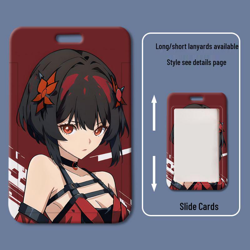 Tokisaki Kurumi Student ID Card Holder - Plastic Sliding Cover for School, Meal Card, Badge, Cartoon Work ID, and Access Control.