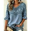 Women's Yellow Daffodil Floral Print Tie Neck Blouse, Casual Loose Tops for Spring Summer Daily Wear & Vacation Occasions