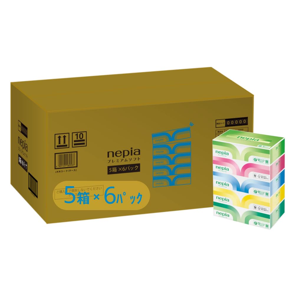 

Napier Premium Soft Tissue 360 листов x 30 коробок коробки x 6 коробок FSC (180 пар) (5 упаковок) [Половина продукта] белый