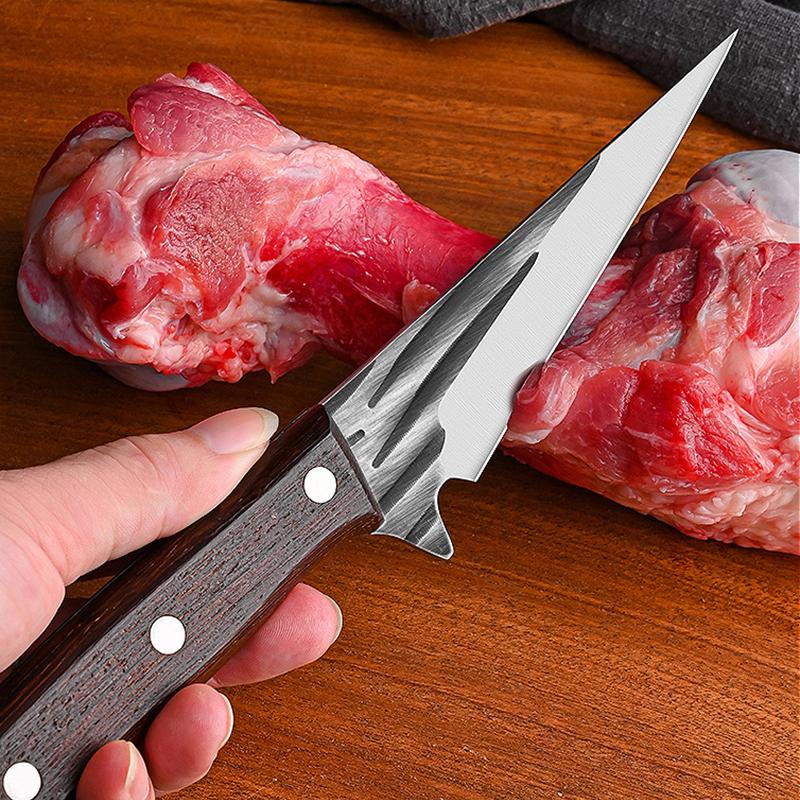 Kitchen Boning Knife Forged Meat Cleaver Butcher Knife with Wood Handle Peeling Cutter Fishing Utility Knife with Gift Sheath