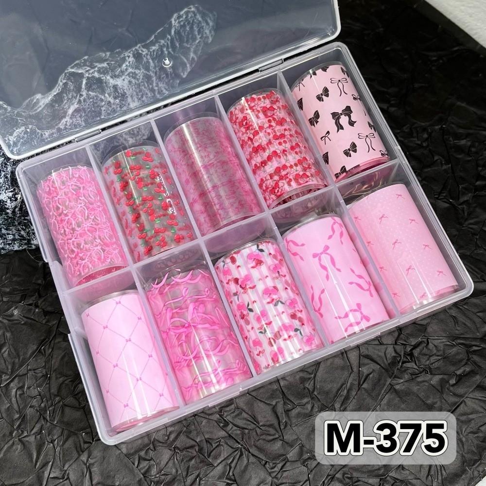 10 Rollen Karomuster Nail Art Aufkleber Rosa Gitter Maniküre Abziehbilder Nail Art Folie Nageldekoration