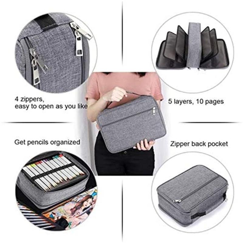 Trousse à crayons 300 emplacements Grande capacité Sac à stylos Sac de rangement pour crayons de couleur Organisateur de crayons Porte-crayons de couleur