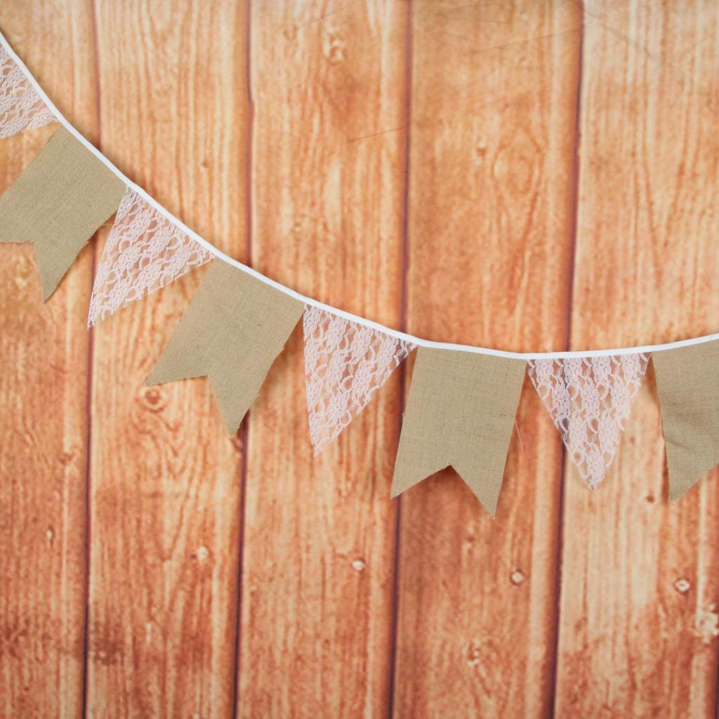 Plum Blossom Lace Floral Linen Triangle Wedding Banner