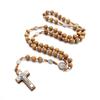 Handmade Wood Rosary Necklaces Men Women Necklaces Catholic Cross Pendant Meditation Jewelry Christian Religious Gift