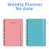 No Date Weekly Schedule Book Planner Reminder Coil Notebook Portable Weekly Planner  School