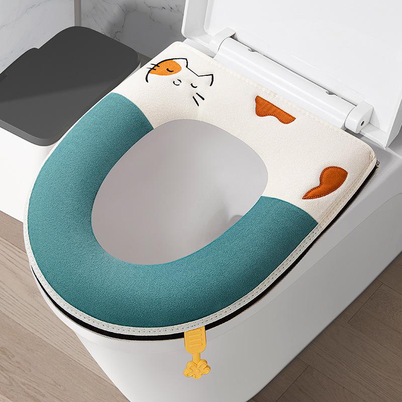 Thick Zipper Style Toilet Seat Cushion for Autumn and Winter