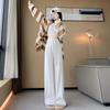 Autumn and Winter Women's Knitted Wide Leg Pants Comfort Thick Warm Women's Pants Elastic High Waist Black Pants