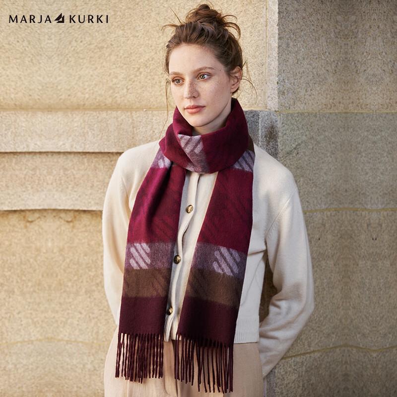MARJA KURKI Unisex Wool & Cashmere Blend Plaid Scarf