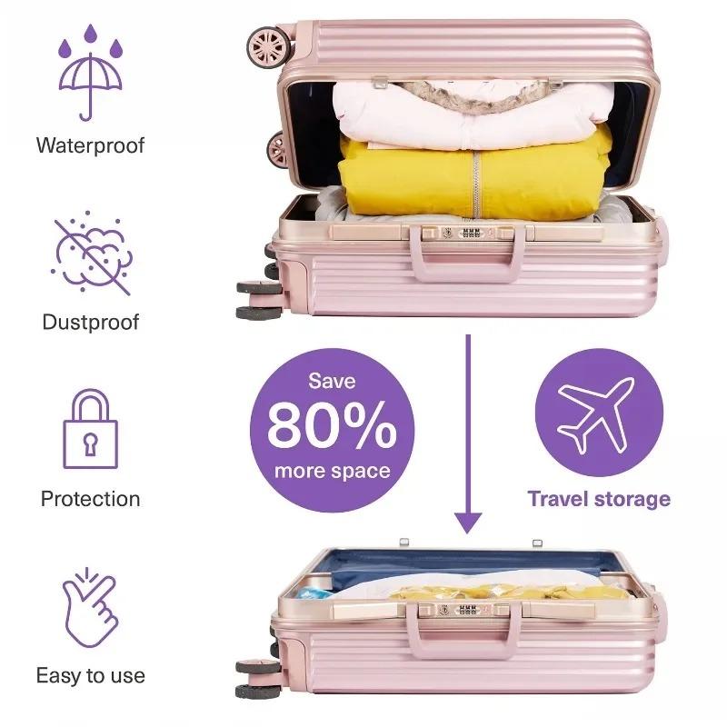 Reusable Hand Rolled Travel Compression Bag Vacuum Bags for Storing Clothes Suitable for Luggage and Essential Cruise Clothing