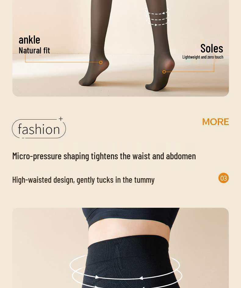 Svarta Genomskinliga Höga Midjehöjds Tummy Control Strumpbyxor med Fleecefoder och Höftlyft