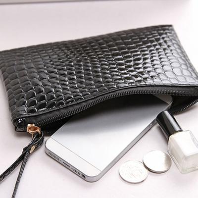Flash Phone Care Fashion Women Crocodile Faux Leather Clutch Bag Coin Purse Wallet Handbag