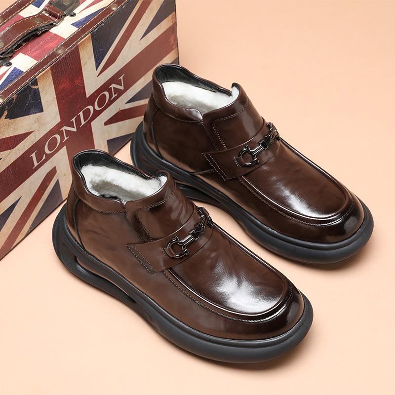 Autumn Leather Business Board Shoes Men's Cowhide Fashion Korean Version Air Cushion Sole Light Casual Leather Shoes Trendy Men's Shoes