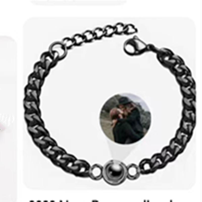 European & American Couple's Custom Projection Bracelet - Titanium Steel Jewelry Gift for Valentine's Day or Birthday
