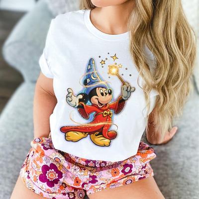 Disney Sorcerer Mickey Shirt, Magic Wizard Mouse Tee, Fantasy Star Wand Graphic, Disney Inspired Character Shirt, Cute Magical Cartoon Top