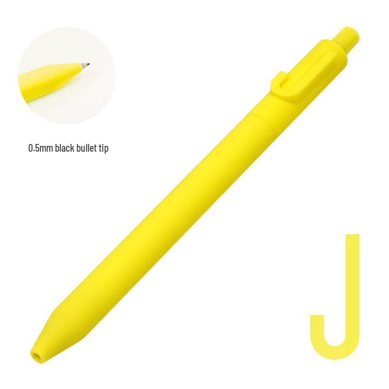 Shuyuan Black Gel Pen - Push-Button, Student Use, Minimalist Design, Candy-Colored Silicone Barrel.