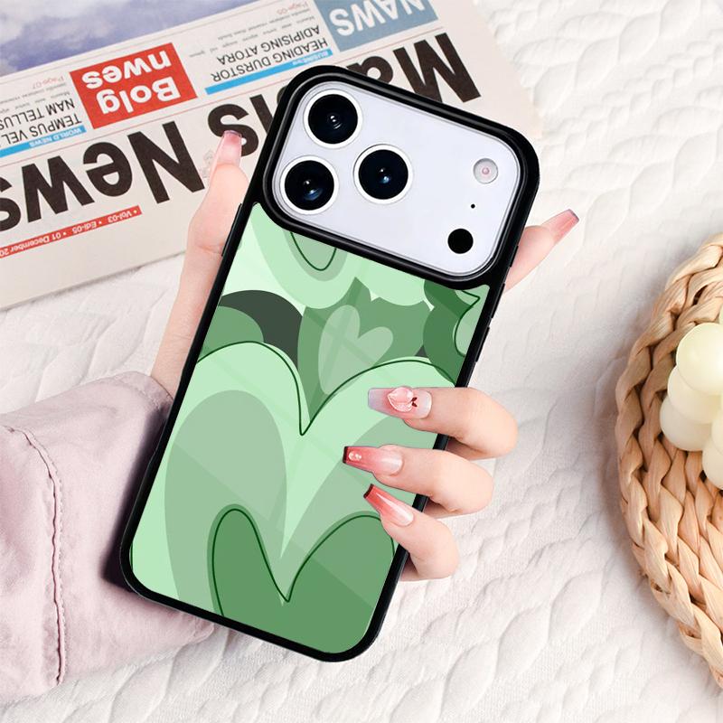 Sage Green Coffee Love Heart Latte Phone Case For IPhone 17 16e 15 14 13 12 11 Pro Max Air Mini Soft Protective Cover