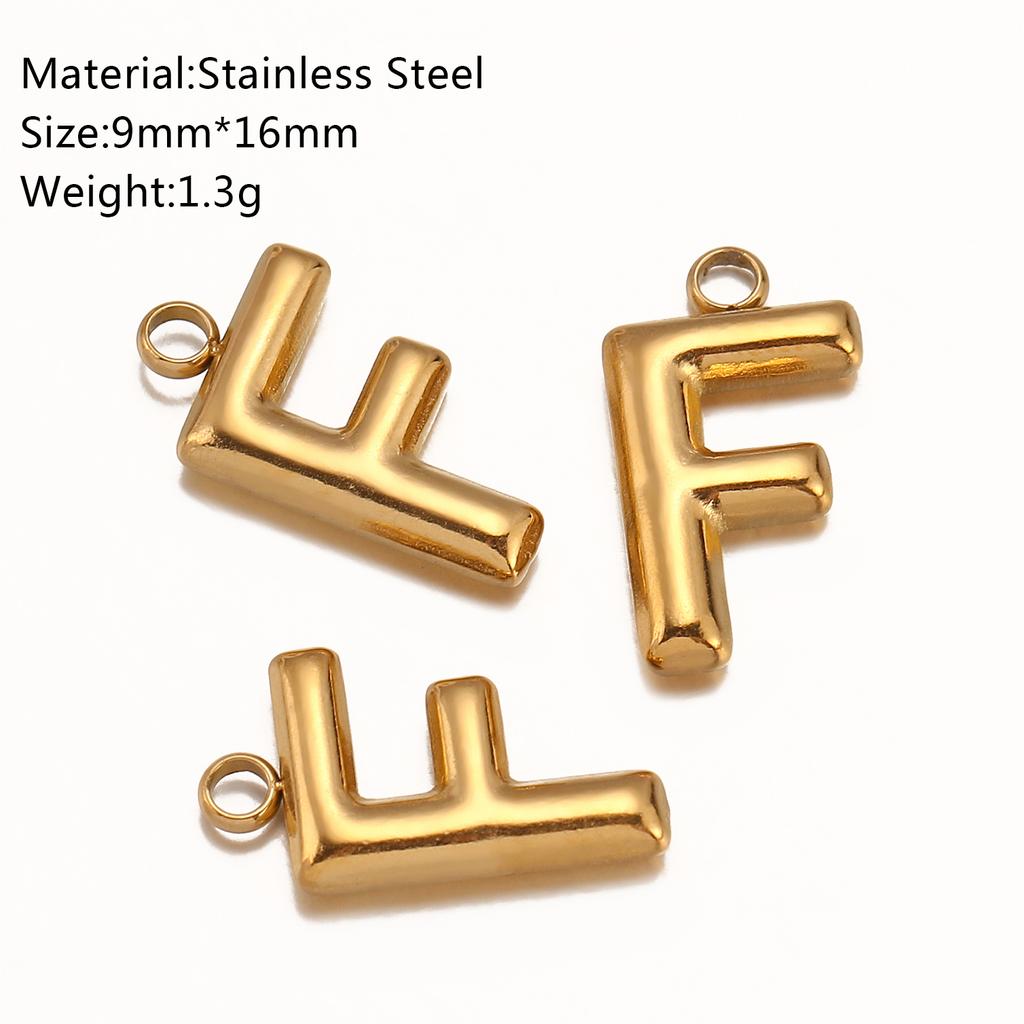 3Pcs Initial Charms 3D Stainless Steel English Letter Pendant 18K Gold Color PVD Plated Bubble Alphabet Charm DIY Jewelry Making