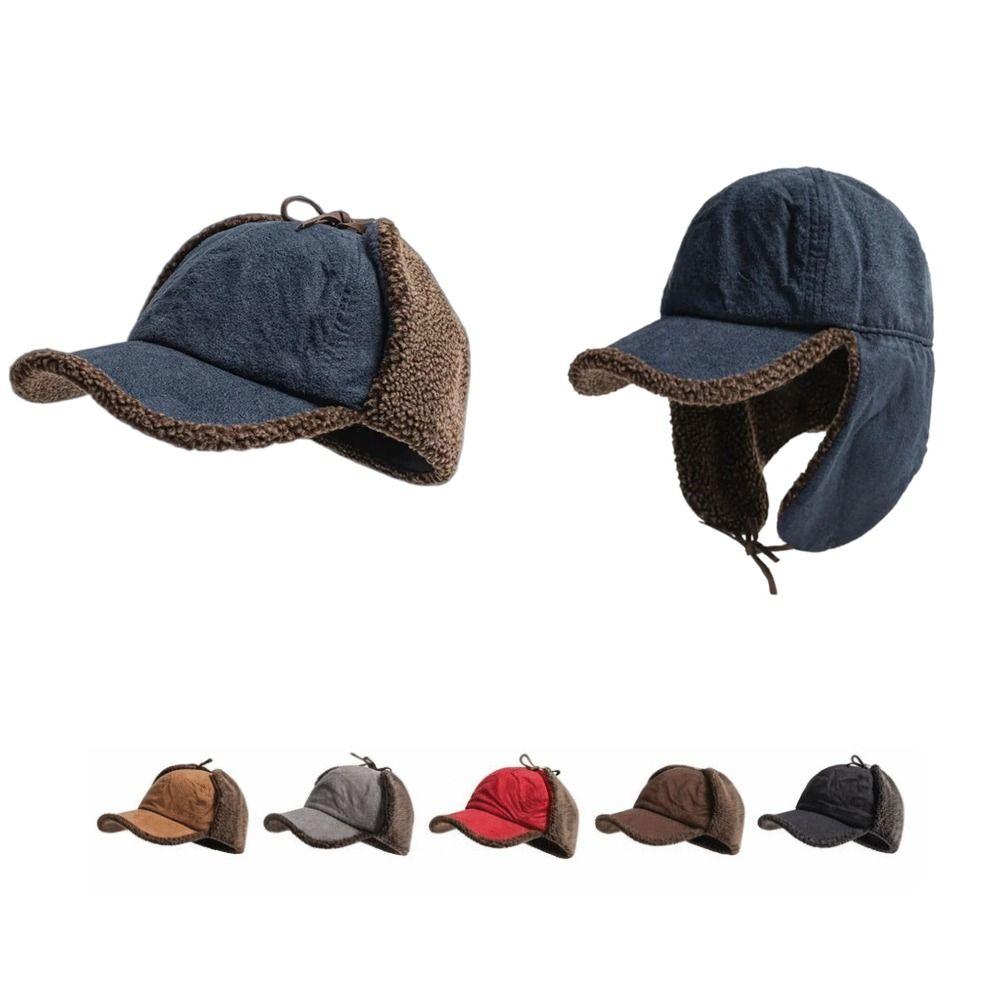 Cozy Retro Bomber Hat Suede Material Warm Fleece Flying Hat Thickened Design Windproof Ear Fleece Hat Winter for Men and Women