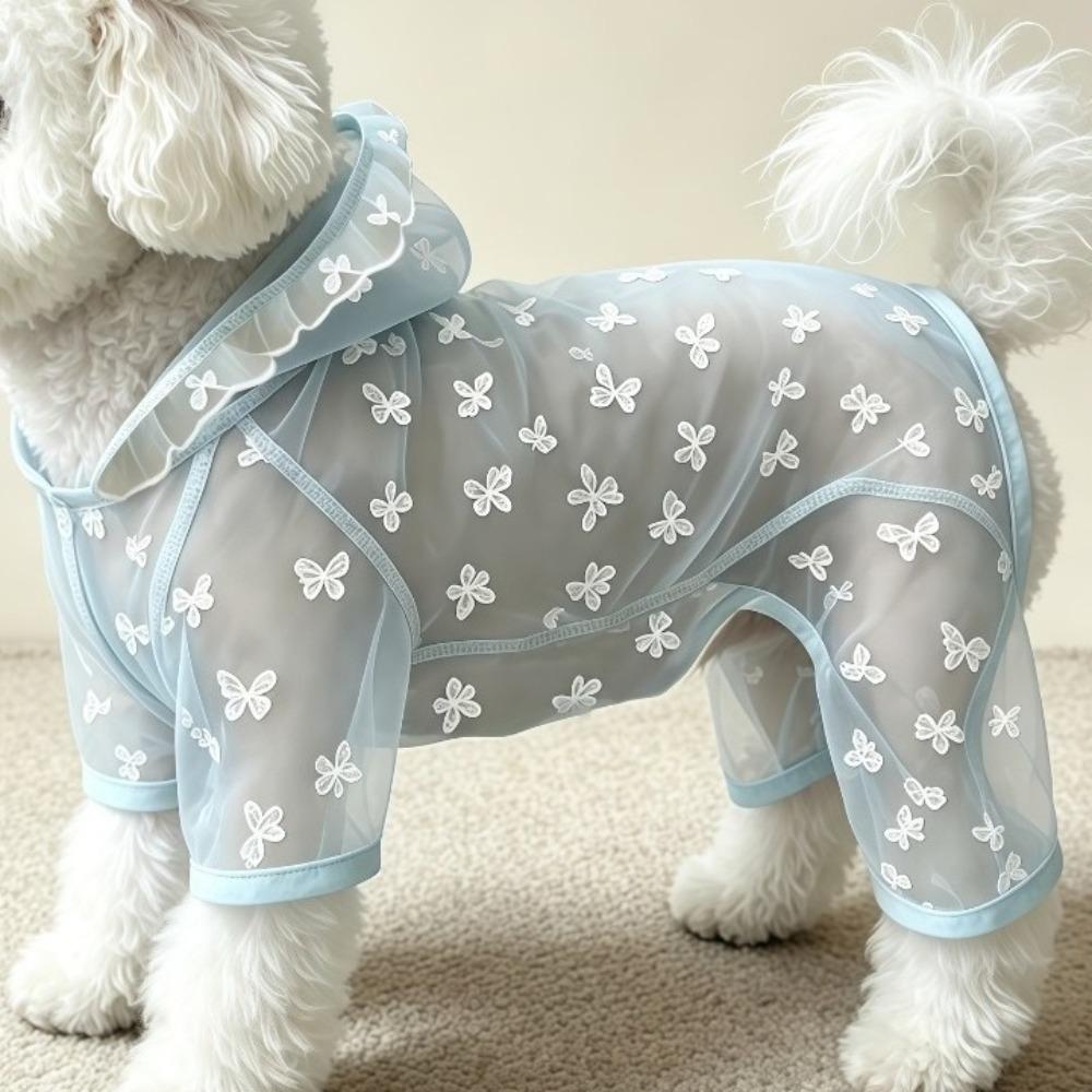 Thin Breathable Dog Sunscreen Clothes Butterfly Pattern Dog Cooling Jumpsuit  Summer Season