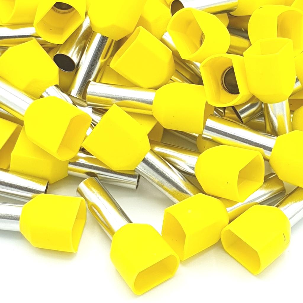 100Pcs Dual Bootlace Crimp Ferrules Insulated Cord End Terminal