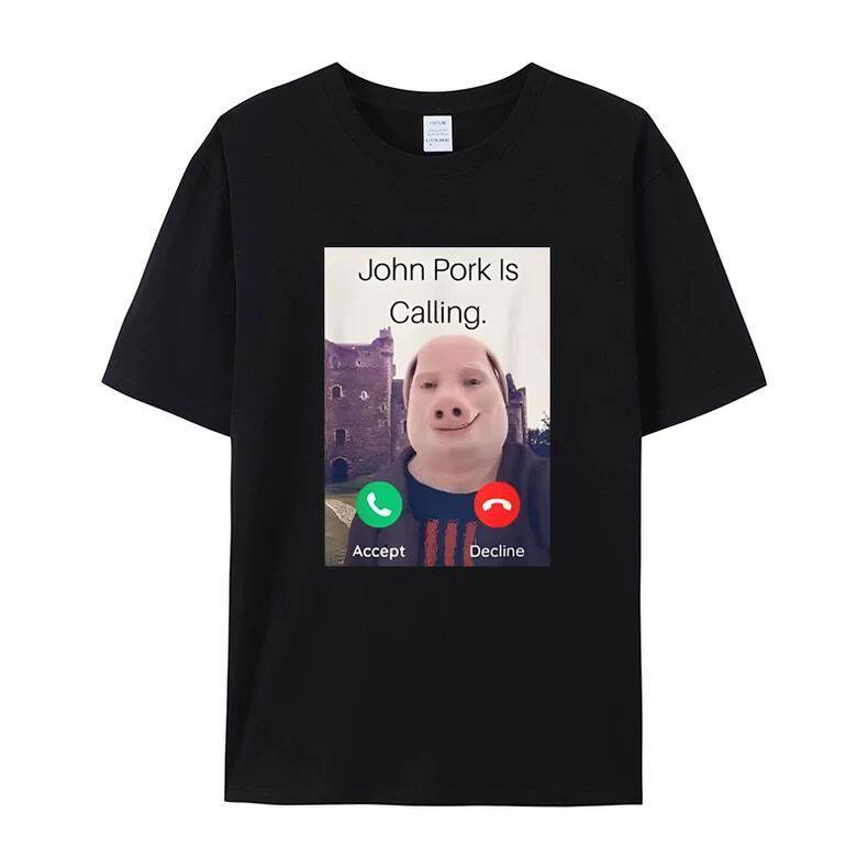 John Polk Is Answering A Phone Call on A Humorous and Interesting Pig Lover Printed Tshirt for Unisex and Women Casual Tshirt