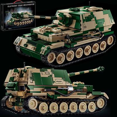 2. světová válka Vojenský Jagdpanzer TIGER/P Stíhač tanků Model Stavebnice Kostky WW2 Obrněné vozidlo Hračky Pro Děti Dárky